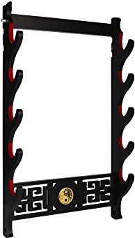 Schwerthalter Katana Wandhalterung – 5-Tier Tai Chi Symbol samtgepolsterter Katana Halter Samurai Schwert Display Rack Zauberstab Lichtschwert Wakizashi Schwert Ständer Display Aufhänger