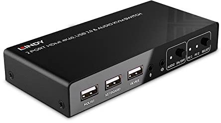 LINDY 32809 HDMI Switch und KVM 4K60, USB 2.0 und 2-Port Audio