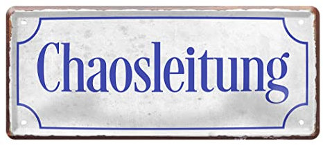 Chaosleitung Schild - Retro Deko Blechschild - lustige Metallschilder Dekoration für Job Büro Arbeitsplatz Firma Betrieb Schreitisch Lager - witzige Geschenkidee Chefin Chef Boss Meister - 28x12cm