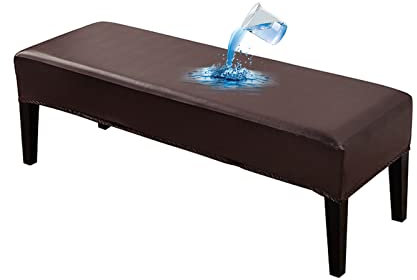 Bestenrose Wasserdicht Esszimmer Bankhussen PU Leder Bankhusse Bezüge Stretch Bezug für Esszimmer Bank Abnehmbarer Waschbarer Bankbezug für Eckbank Küche (Braun)