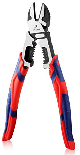 GOLD DEER 9 Inches Diagonal Side Cutting Pliers Wire Stripper Multi Use High Leverage Wire Stripper Crimper Cutter Industrial Side Cutting Pliers Heavy Duty Professional Tool