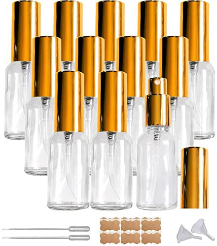 BEGIKET Botella de spray de vidrio de 1 onza para aceite esencial, botella de spray pequeña transparente, botella de spray de vidrio transparente, recargable, adecuada para viajes