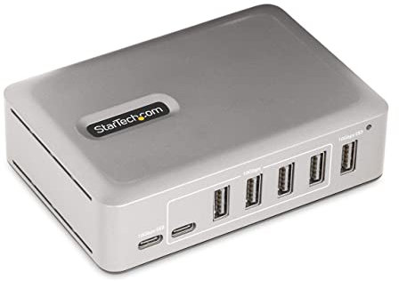 StarTech.com 7-Port USB-C Hub - 5x USB-A/2x USB-C - Self-Powered w/65W Power Supply - USB 3.1 10Gbps - Desktop/Laptop USB Hub w/3ft USB-IF Certified Locking Cable - USB C Splitter (10G5A2CS-USB-C-HUB)