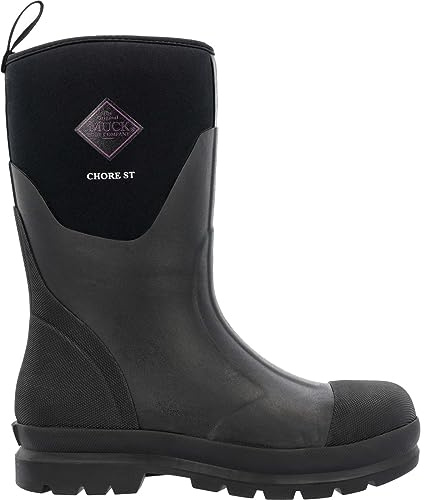 MUCK Women's Chore Classic Mid Steel Toe Boot, Black, Size 6(M)