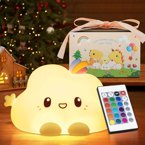 【Geschenkverpackung】Baby Geschenk Mädchen, Nachtlicht Kinder, 16 Farben 5 Helligkeit Nachtlicht Baby Stilllicht Dimmbar,Kawaii Deko Nachttischlampe Kinder Batterie,Kinderzimmer Babyzimmer