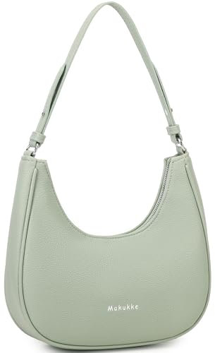 Makukke Umhängetasche Damen klein Crossbody Bag, Y2K Unterarmtasche Handtasche PU Leder Schultertasche Vintage für Frauen Dating Party Einkaufe,Grün Tasche