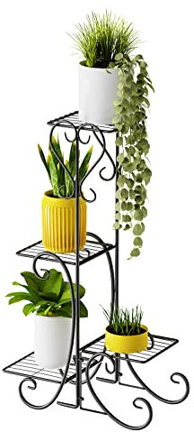 Yumyolk Blumenregal Pflanzenregal 4-Tier, Pflanzenständer Mehrstöckig Blumenständer Blumenbank Blumentreppe Pflanzentreppe Standregal für Innen Außen Balkon Garten Deko