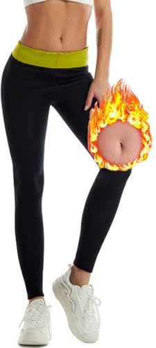 Weyot Schwitzhose Zum Abnehmen Frauen, Sauna Gewichtsverlust Jogginghose Damen Sporthose Laufhose Schwitzen Fettverbrennung Body Shapers,M,Black