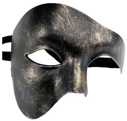 susiodeu Demi- pour Masque Facial à Large Application pour Les fêtes et événements masqués Masques de Mascarade Demi-Visage en Plastique léger, Or brossé Noir