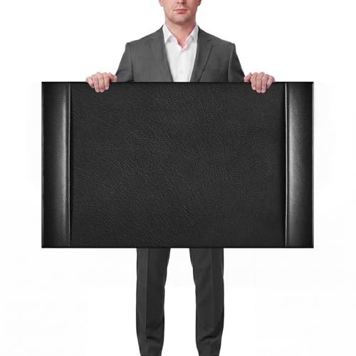 Saysurey Schreibtischunterlage aus Leder, 76,2 x 45,7 cm, mit Seitenschienen, Executive-Leder-Schreibtischunterlage für Büro, Zuhause, Arbeitsplatz, Schreibtisch, Schreibfläche (schwarz)