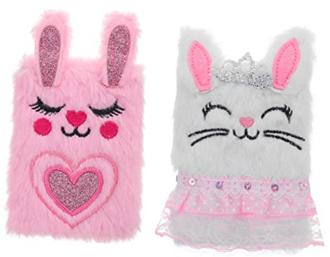 VICASKY Plüsch Notizbuch Mädchen Cartoon Tagebuch Mit Flauschiger Hasen Hülle Weiches Notizbuch Für Schreiben Zeichnen Planung Kreatives Tagebuch Für Schule Reisen