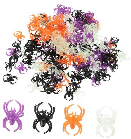 BESTonZON 600 Stk Halloween-Dekoration Spinnenringe Spielzeug ein Ring Halloween-Spielzeugring Spielset für Kinder Blut Halskette Spielzeug-Fingerring Spinnenfingerring schmücken