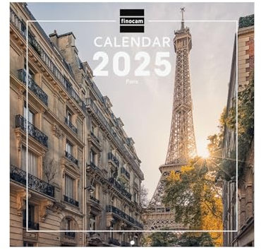Finocam - Bebilderter Wandkalender International 2025 Monatsansicht Januar 2025 bis Dezember 2025 (12 Monate) Paris International