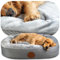 Elite Paws® UK: Luxury Orthopaedic Style Dog Bed - Dual-Layer Foam Base With Plush Cushion Top, Bolstered Sides for Head, Neck & Joint Support, Plus Zip-Off Washable Fleece Cover (Light Grey/Grey, XL)