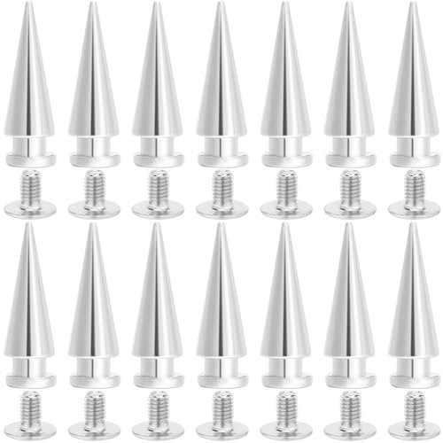 GORGECRAFT 30 Juegos de Tachuelas de Plata 20mm de Aleación de Metal con Forma Cónica Estilo Punk con Rosca Redonda para Decoración de Artículos de Cuero Remaches Pequeños para Ropa Chaquetas Zapatos