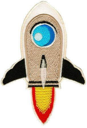 Rakete Space Shuttle Aufnäher zum aufbügeln oder aufnähen Bügelbild Aufbügler für Kleidung gestickter Bügelpatch Applikation Raumschiff Raumfahrt Patch Größe 7,4 x 10,8 cm