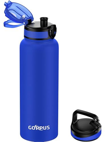 GOPPUS 1200ML/40OZ Stainless Steel Water Bottle 1.2 Litre Metal Vacuum Flask for Travel Double Walled Bottle Leakproof Coffee Flask for Outdoor Large Bottle with Wide Mouth Sport Bottles Keep Hot/Cold