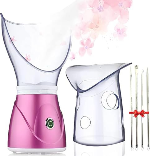 Apstour FS 60 Sauna facial, vaporisateur facial pour les soins cosmétiques du visage, ouvre les pores et hydrate, vapeur bienfaisante, convient aussi pour l'aromathérapie et l'inhalation (Rose)