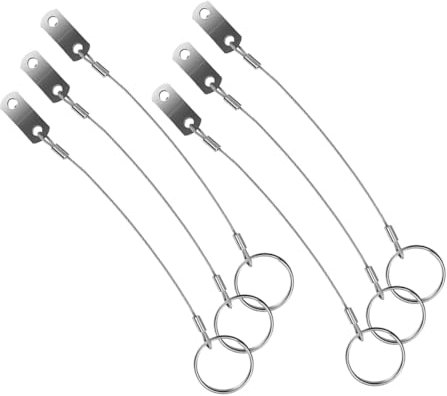 EXHUMKY 6St Anti-verlorener Seilstift Schlüsselband Stahlseil mit Schlaufen Anhänger-Sicherheitskabel Kabelsicherheitshalteband Haltekabel Coil-Lanyard Edelstahl 316 Silver