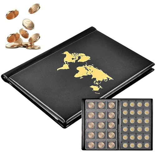 Münzen Sammelalbum - Euro Coin Collection, 480 Taschen, Aufbewahrung für Sammler, Transparent Münzhalter, Buchgeld Penny Pocket