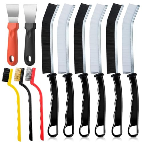 Qcdou Spazzola Pulizia Fessure, 11 Pezzi Spazzola per Pulire Doccia, Spazzola per Fughe Multifunzionale, Spazzole per Pulire per Cucina, Bagno, Finestre, WC, Vasca da Bagno, Lavandino (C)