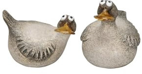 finehomegarden Gans Ente Steingut 2fach sort. grau/braun Landhaus Skulptur Figur Ø9x6cm H7,5cm