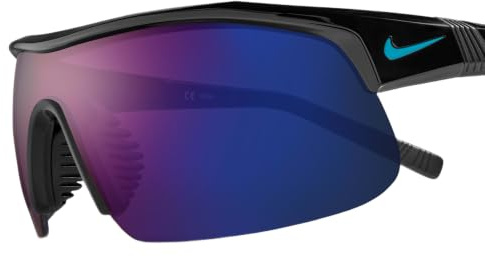 Nike Show X1 DX6520 Sport Sonnenbrille Running Training Outdoor Performance Sunglasses, Black/Blue Mirror, One Size