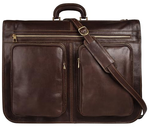 piké Kleidersack Echt Leder Herren | Made in Italy | Praktische Reisetasche für Kleidung | 4 Außenfächer & 2 Kleiderbügel | 016851