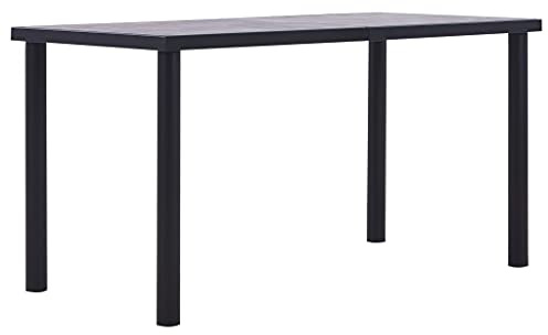 Homvdxl Esstisch mit grauer MDF-Platte, 140 x 70 x 75 cm, für Küche, Esszimmer, Familienarbeitsplatz