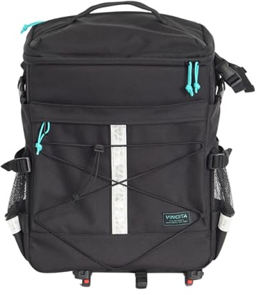Vincita R&B Rackbag – Convertible Rack Bag and Backpack for Folding Bikes, Water-Resistant, 16 Laptop Compartment, Raincover Included (Black)