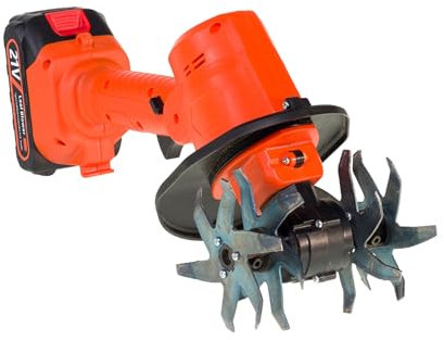Motozappa Elettrica Da Giardino, Motozappa A Batteria, Larghezza Di Lavoro 10 Cm, Profondità Di Lavoro 10 Cm, 235 Giri/Min, Per Fattoria, Cortile, Prato,Electrictiller-1battery