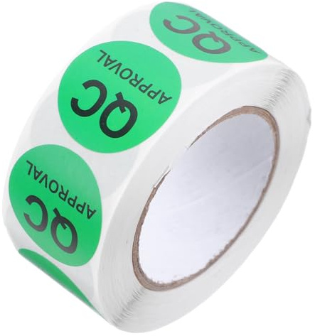 LOORGVEL Runde Qc Qualitätskontrollaufkleber Selbstklebend mit Schwarzem Text Lesbare Lager und Produktionsetiketten für Inventur Versand und Qualitätsprüfung
