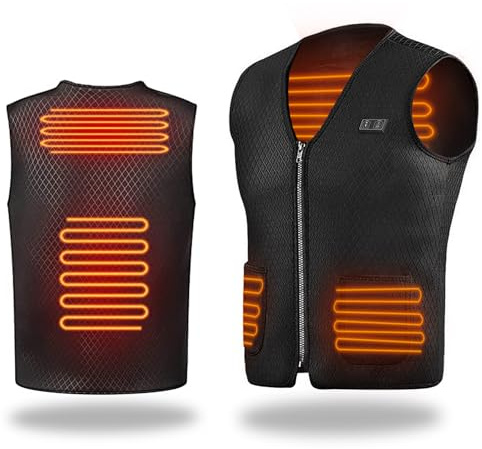 Anluomania Gilet Riscaldato Elettrico Uomo Donna, Giubbotto Riscaldato Uomo, Giacca Riscaldata Elettrico, 3 Livelli di Temperatura 5 zone di riscaldamento, per All'aperto Lavoro, Sci(Batterie non)