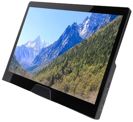 ASHATA Monitor Portatile da 11,6 Pollici, Touchscreen FHD da 2,5 K, 2 Estensori per Schermo Laptop HDMI Tipo C Reversibili 120 Hz, con Supporto Integrato in 2 Altoparlanti, per