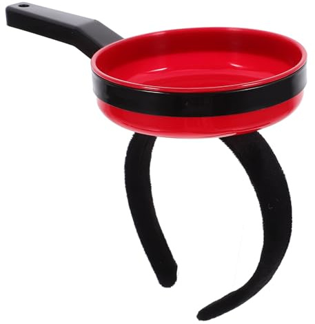 NAMOARLY Funny Frying Pan Shaped Headband Red Party Hair Hoop Carnival Photo Prop Dress Up Hair Accessory for Birthdays and Events