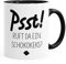 MoonWorks Tasse mit Innenfarbe Psst! Ruft da EIN Schokokeks glänzend Kaffeetasse Teetasse Keramiktasse schwarz Unisize