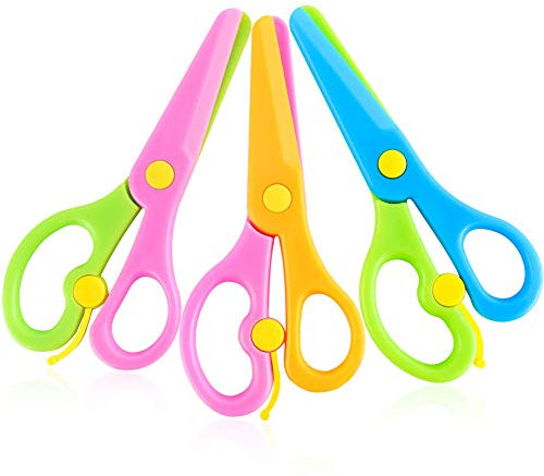HAKACC 3 PCS Children Safety Scissors Set Preschool Training Scissors Art Craft Child-Safe Scissor Christmas Gifts for Children