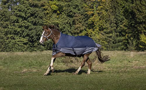 Equi-Theme/Equit'M Unisex's 400913743 Tyrex 600 D Polar Fleece gefüttert Pferdedecke, 130 cm, Marineblau/Grau