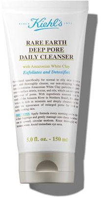 KIEHL'S Rare Earth Deep Pore Daily Cleanser, 150 ml, hochwirksamer Gesichtsreiniger, Waschgel mit porentiefer Reinigungs- und Peeling-Wirkung, Entgiftung für die Haut, Poren verfeinernd