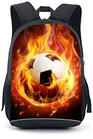 Sac à DOS de l'école primaire, CARBEEN Printing Backpack Garçons et Filles Students Bookbag (Fußball)