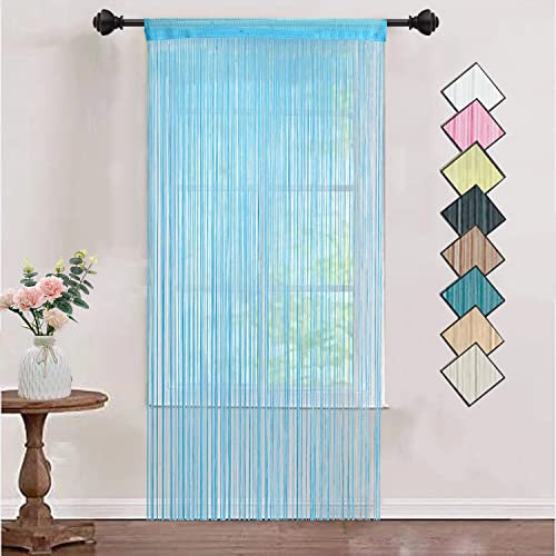HSYLYM String Curtains Door Fringe Dense Decorative Use for Wedding,Party,Celebration,Teal blue,90 x 245 cm
