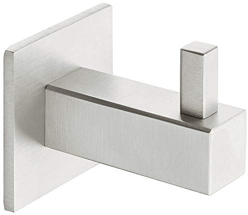 Gedotec Garderobenhaken Edelstahl matt gebürstet Kleiderhaken eckig - SOFIA | Design Garderobe für Wand & Paneel | Wand-Haken unsichtbar verschraubt | 1 Stück - Mantelhaken einzeln mit Schrauben