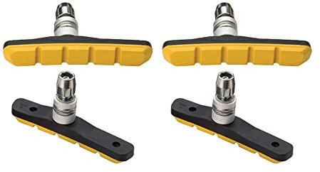 P4B | 2 Paar V-Brake Bremsschuhe für Ihre Felgenbremse in Gelb | TTC | 72 mm | Asymmetrisch | Mit Bolzen, mit Gewinde und Befestigungsteilen