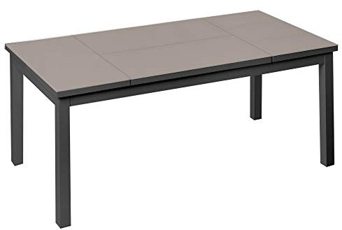 LOLAhome CX242 Table de Salle à Manger, Aluminium, Verre, Marron, Estándar