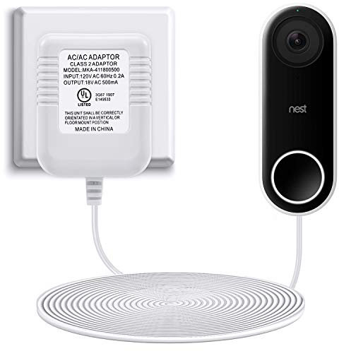 Hotop Nest Hello Video Türklingel Netzteil kompatibel mit Arlo und Eufy Türklingel 18 Volt 500mA Trafo UL-zertifiziertes 17ft Kabel