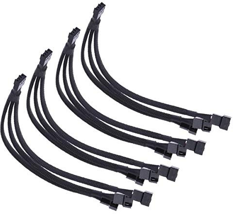 YMWALK 4-poliges PWM-Lüfterkabel Lüfter-Splitter-Adapterkabel 1 bis 3 Wege Konverter Y-förmiger Splitter Schwarzärmliges Verlängerungskabel für Host-Gehäuse (4er-Pack)
