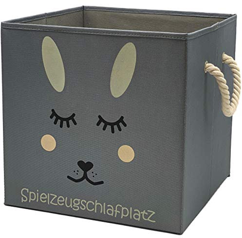 Sappralot Kids - Hase Aufbewahrungsbox grau für Kinder, Baby Aufbewahrungskorb, schöne praktische Spielzeugkiste für Kinderzimmer, kompatibel mit IKEA Kallax Regale (33x33x33), Hase (ohne Schleife)
