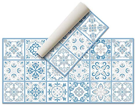 Nivellpublicitari Hydraulic Vinyl-Teppich, 120 x 60 cm, Blau - Küchenteppich - Badezimmerteppich - Rutschfester Essteppich - Schlafzimmerteppich - Schwamm- PVC-Boden