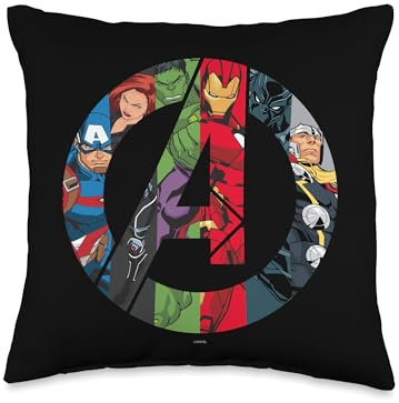 Marvel Avengers A Logo Super Heroes Assemble Throw Pillow, 16x16, Multicolor