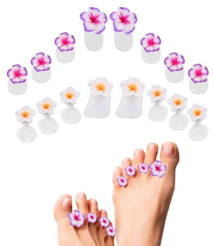 HEALLILY 2 Set Toe Separator Nail Polish Toe Spacers Silicone Flower Shape Individual Fingers Nail Stretchers Polish Guards Pedicure Tool